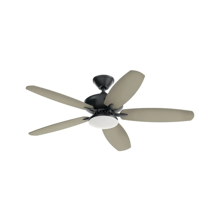 Kichler 330163 Renew 52" Ceiling Fan with LED Light Kit - Satin Black with Satin Black/Silver Blades