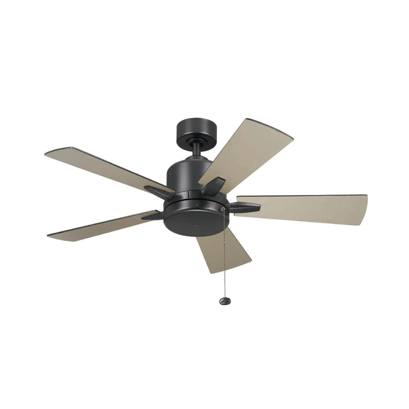 Kichler 330241 Lucian 42" Ceiling Fan - Satin Black with Silver/Satin Black Blades