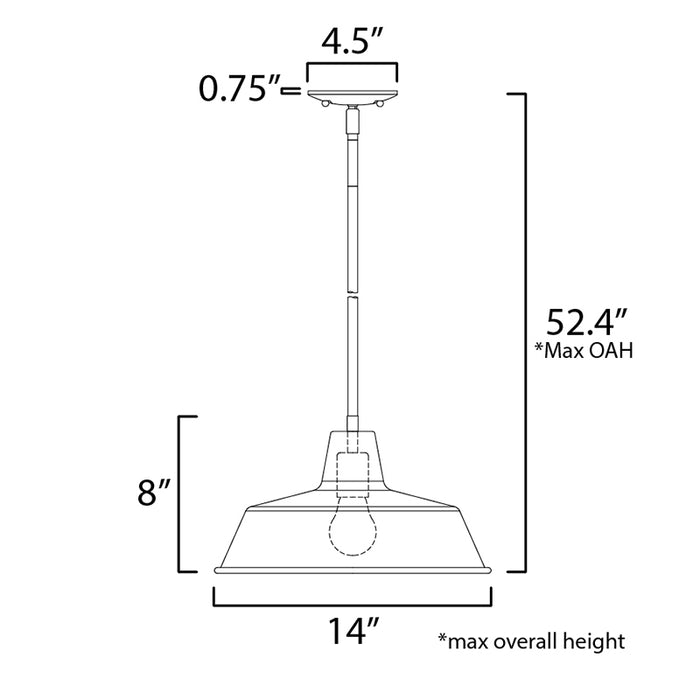 Maxim 35019 Pier M 1-lt 14" Outdoor Pendant