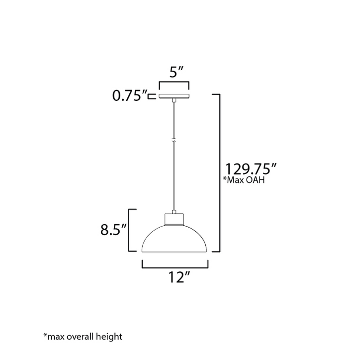 Maxim 35144 Rockport 1-lt 12" Pendant