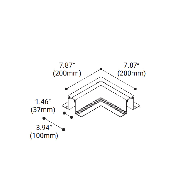 Eurofase 35780 Construct Horizontal Corner L-Shaped Connector, Trimless Recessed Mount
