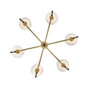 Hinkley 46954 Saunders 6-lt 30" LED Chandelier - Black with Lacquered Brass accents