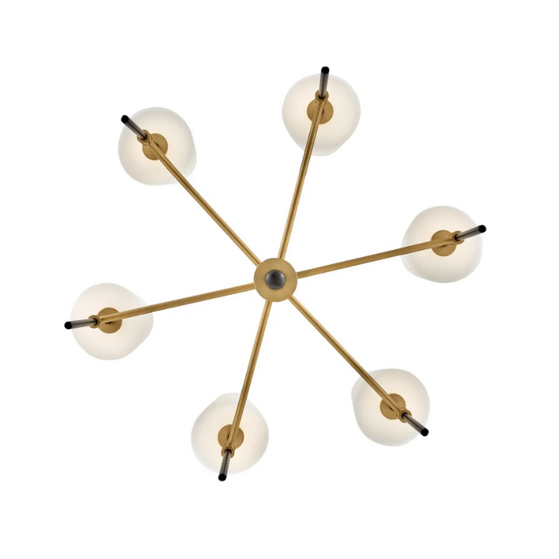 Hinkley 46954 Saunders 6-lt 30" LED Chandelier - Black with Lacquered Brass accents
