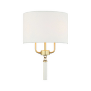 Varaluz 368W02 Secret Agent 2-lt 18" Tall Wall Sconce - Painted Gold/White Leather