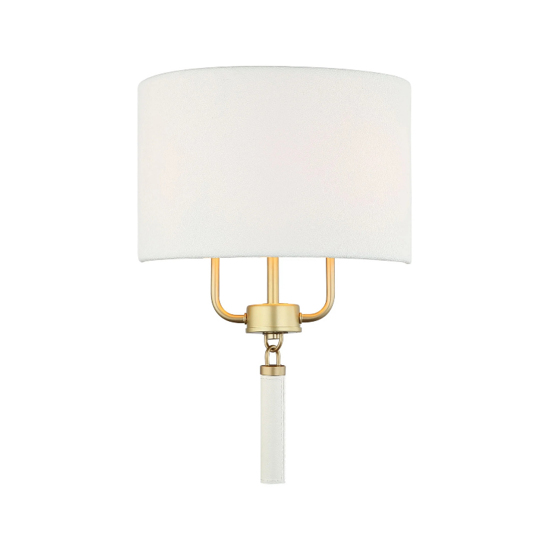 Varaluz 368W02 Secret Agent 2-lt 18" Tall Wall Sconce - Painted Gold/White Leather