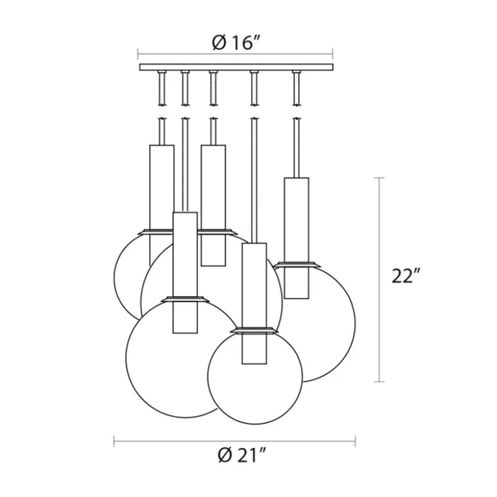 Sonneman 3765 Bubbles 5-lt 26" Pendant