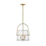 Hinkley 38113 Tournon 3-lt 15" LED Pendant - Heritage Brass/Polished White