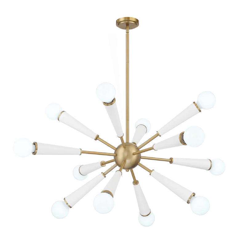 Crystorama 3812 Zodiac 12-lt 34" Chandelier - Aged Brass/White