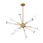 Crystorama 3812 Zodiac 12-lt 34" Chandelier - Aged Brass/White