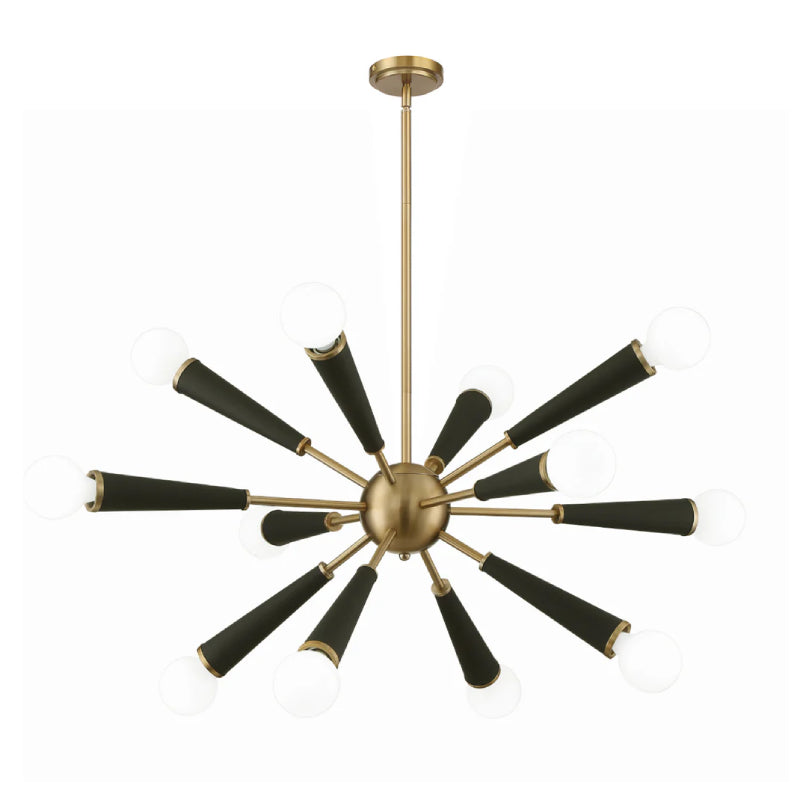 Crystorama 3812 Zodiac 12-lt 34" Chandelier - Aged Brass