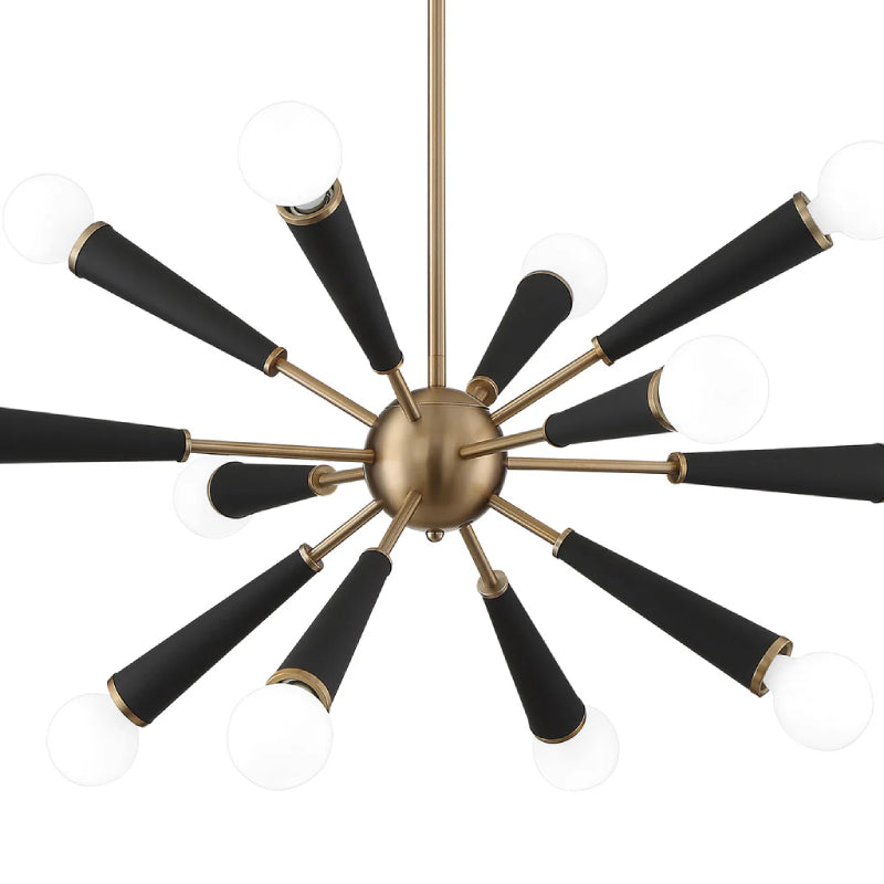 Crystorama 3812 Zodiac 12-lt 34" Chandelier - Aged Brass