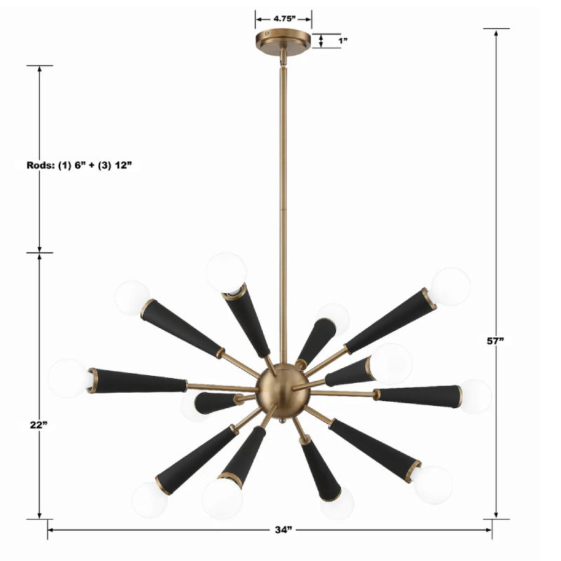 Crystorama 3812 Zodiac 12-lt 34" Chandelier