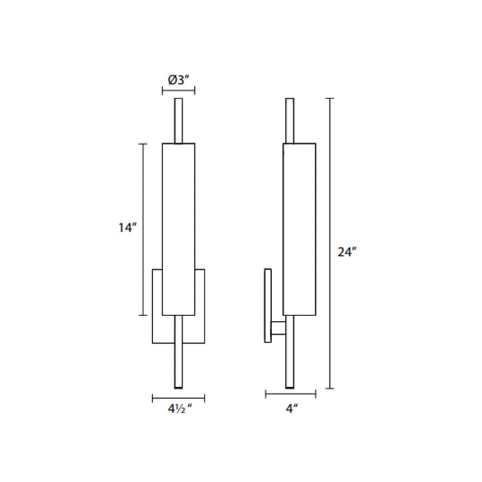 Sonneman 3841 Piccolo 3-lt 24" Tall Sconce