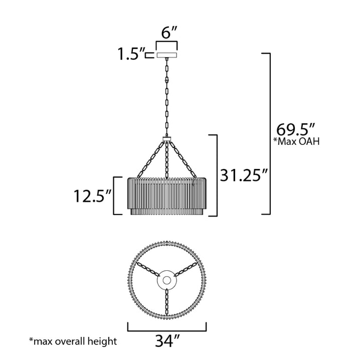 Maxim 38423 Jolie 1-lt 34" LED Pendant, 3CCT Selectable