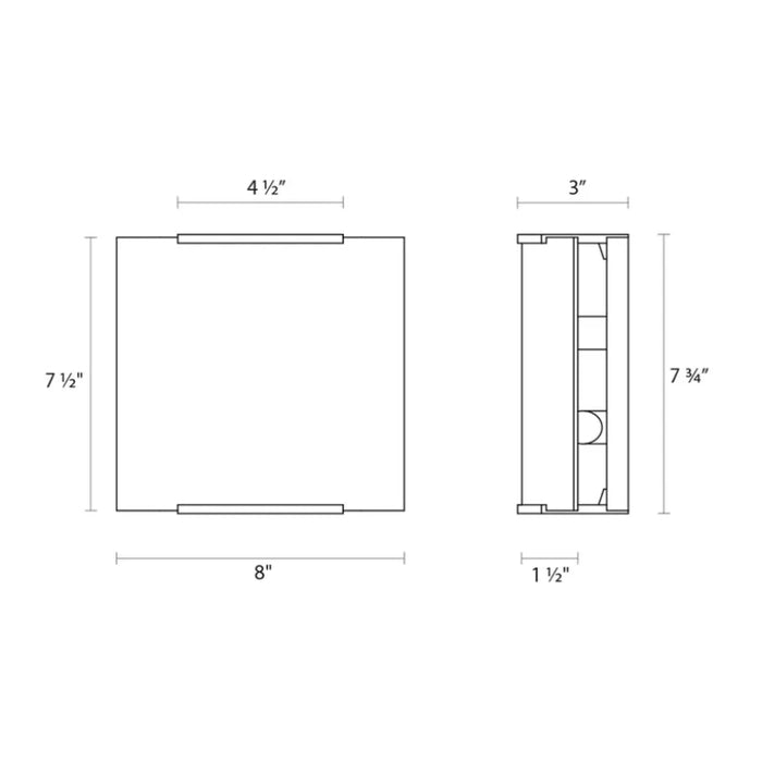 Sonneman 3876 Wave 2-lt 8" Square Sconce