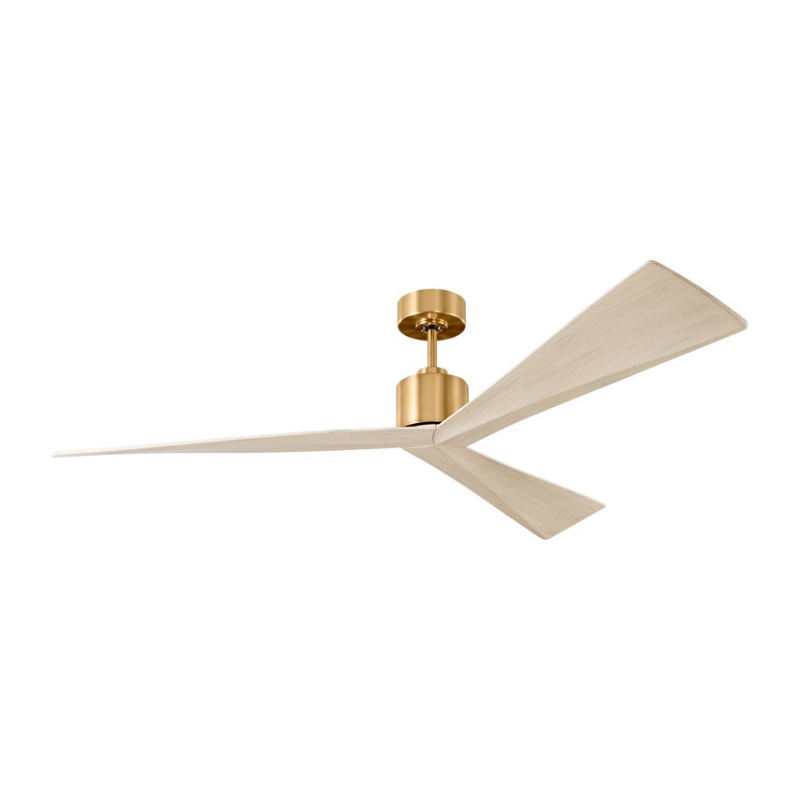 Monte Carlo Adler 60" Ceiling Fan - Burnished Brass with Washed White Oak