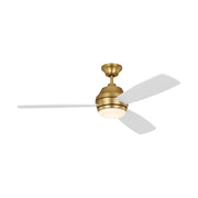 Visual Comfort Ikon 52" Ceiling Fan with LED Light Kit - Burnished Brass with Matte White Blades