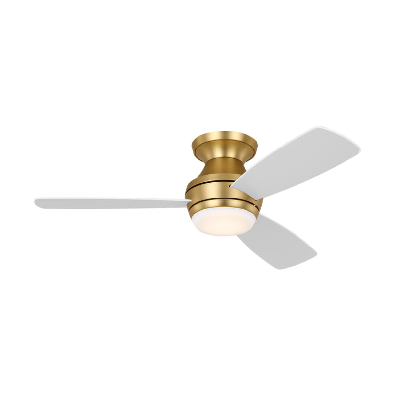 Visual Comfort Ikon 44" Ceiling Fan with LED Light Kit - Burnished Brass with Matte White Blades