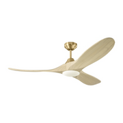 Visual Comfort 3MAVSM52 Maverick Smart 52" Ceiling Fan with LED Light Kit - Burnished Brass with Washed White Oak