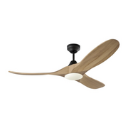 Visual Comfort 3MAVSM52 Maverick Smart 52" Ceiling Fan with LED Light Kit - Midnight Black with Natural Honey