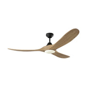 Visual Comfort 3MAVSM60D Maverick Smart 60" Ceiling Fan with LED Light Kit - Midnight Black with Natural Honey Blades