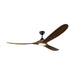 Visual Comfort 3MAVSM70D Maverick Smart 70" Ceiling Fan with LED Light Kit - Midnight Black with Dark Walnut Blades