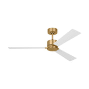 Visual Comfort Rozzen 52" Ceiling Fan, Damp Location - Burnished Brass with Matte White Blades