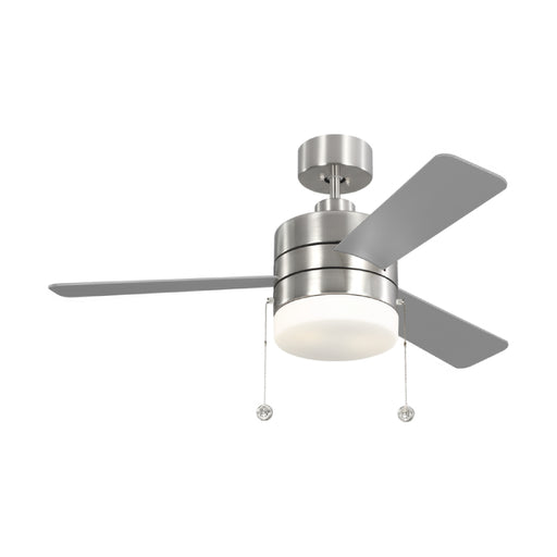 Generation 3SY44 Syrus 44" Ceiling Fan with LED Light Kit - Brushed Steel with Silver/Light Grey Weathered Oak Reversible Blades