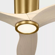 Visual Comfort 3SYRHSM52 Seyra Smart 52" Hugger Ceiling Fan with LED Light Kit-Burnished Brass with Washed White Oak Blades