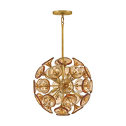 Fredrick Ramond FR46907 Maya 8-lt 20" LED Pendant - Unlacquered Brass/Light Amber Glass