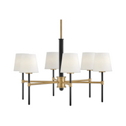 Hinkley 46954 Saunders 6-lt 30" LED Chandelier - Black with Lacquered Brass accents