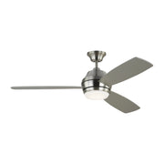 Visual Comfort Ikon 52" Ceiling Fan with LED Light Kit - Brushed Steel with Silver / American Walnut Reversible Blades