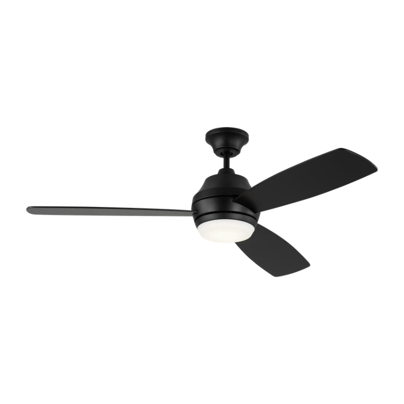 Visual Comfort Ikon 52" Ceiling Fan with LED Light Kit - Midnight Black with Midnight Black / American Walnut Reversible Blades