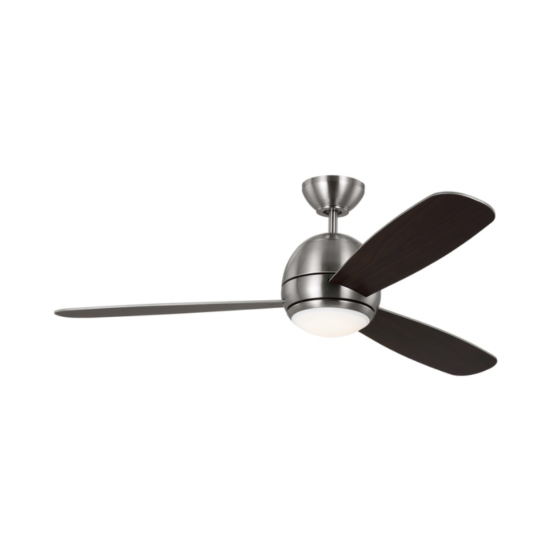 Generation Orbis 52" Ceiling Fan with LED Light Kit-Brushed Steel with Silver/American Walnut Blades
