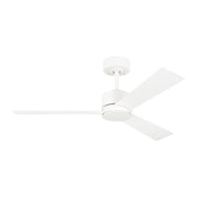 Visual Comfort Rozzen 44" Ceiling Fan, Damp Location - Matte White with Matte White Blades