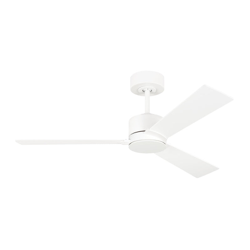 Visual Comfort Rozzen 44" Ceiling Fan, Damp Location - Matte White with Matte White Blades