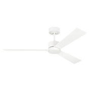Visual Comfort Rozzen 52" Ceiling Fan, Damp Location - Matte White with Matte White Blades