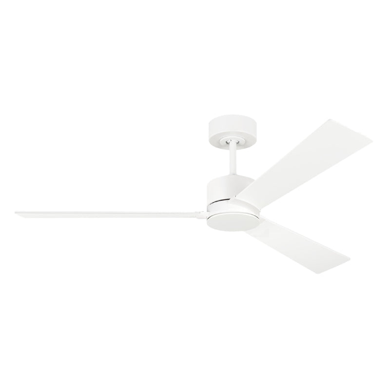 Visual Comfort Rozzen 52" Ceiling Fan, Damp Location - Matte White with Matte White Blades