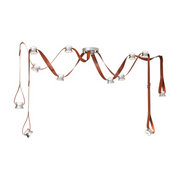 Hubbardton Forge 401322 SNAPS 12-lt 18" LED Pendant w/Metal Cones - Sterling/Leather Chestnut