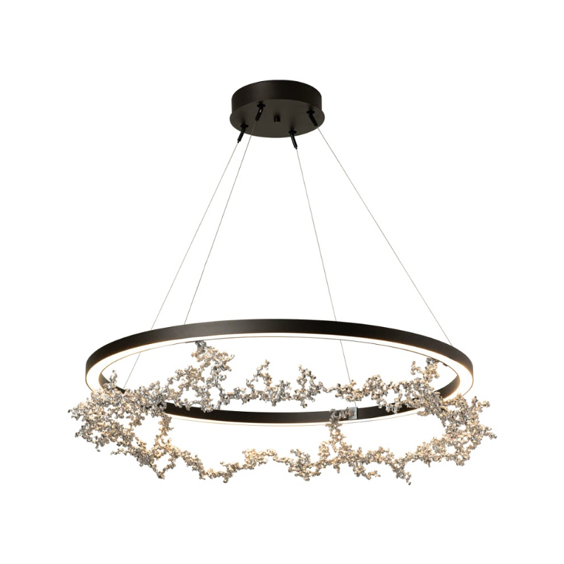 Hubbardton Forge 401330 Coral 1-lt 41" LED Ring Pendant - Oil Rubbed Bronze/Sterling