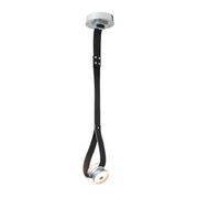 Hubbardton Forge 401848 SNAPS 1-lt 8" LED 45° Pendant w/Metal Cone - Sterling/Leather Black