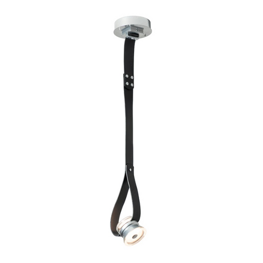 Hubbardton Forge 401848 SNAPS 1-lt 8" LED 45° Pendant w/Metal Cone - Sterling/Leather Black