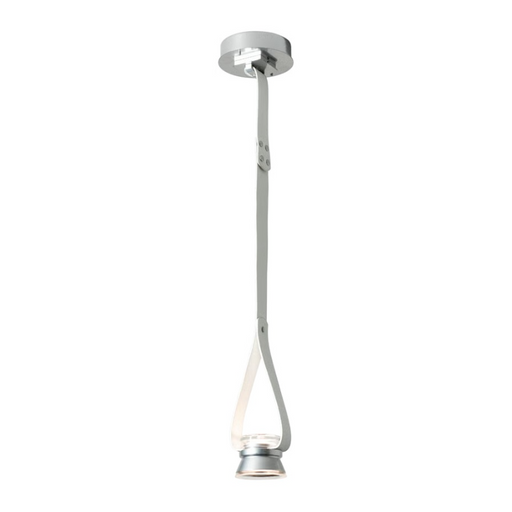 Hubbardton Forge 401849 SNAPS 1-lt 6" LED Pendant w/Metal Cone - Sterling/Leather White