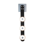 Hubbardton Forge 402032 SNAPS 3-lt 25" Tall LED Wall Sconce - Sterling/Leather Black/Pressed Glass