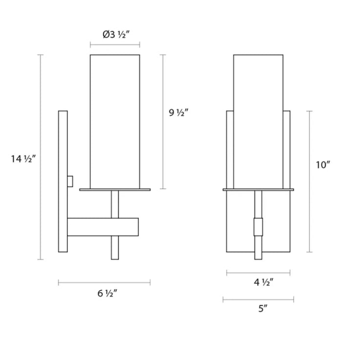 Sonneman 4060 Tuxedo 1-lt 15" Tall Wall Sconce