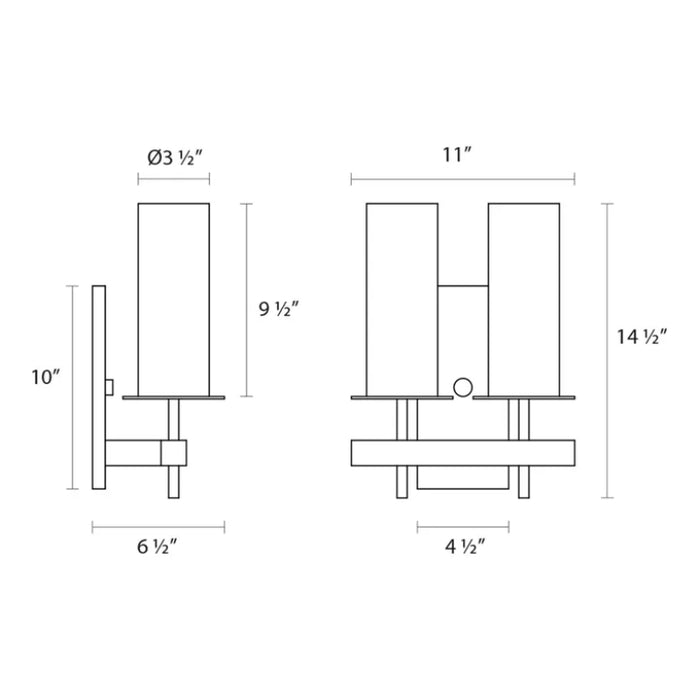 Sonneman 4062 Tuxedo 2-lt 15" Tall Double Wall Sconce