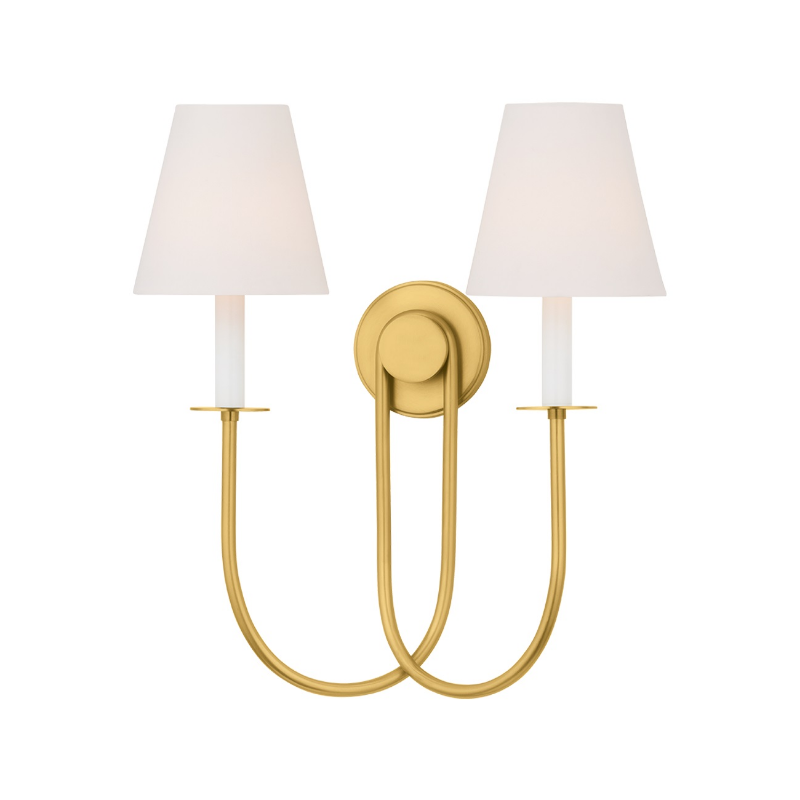 Hudson Valley 4082 Midtown 2-lt 20" Tall Wall Sconce - Aged Brass/White Linen