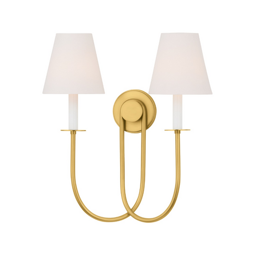 Hudson Valley 4082 Midtown 2-lt 20" Tall Wall Sconce - Aged Brass/White Linen