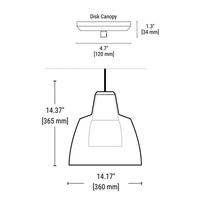 PrentaLux 411 Series 3DP Pendant with Disk Canopy
