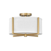 Hinkley 41706 Axis Off White 2-lt 15" LED Semi-Flush Mount - Heritage Brass